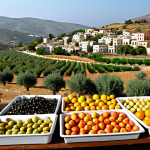 **

"A vibrant marketplace in Northern Cyprus, overflowing with citrus fruits and olive products. Local farmers proudly display their goods, showcasing the rich agricultural heritage. In the background, rolling hills and olive groves stretch towards the horizon. Capture the essence of traditional Cypriot agriculture."

**