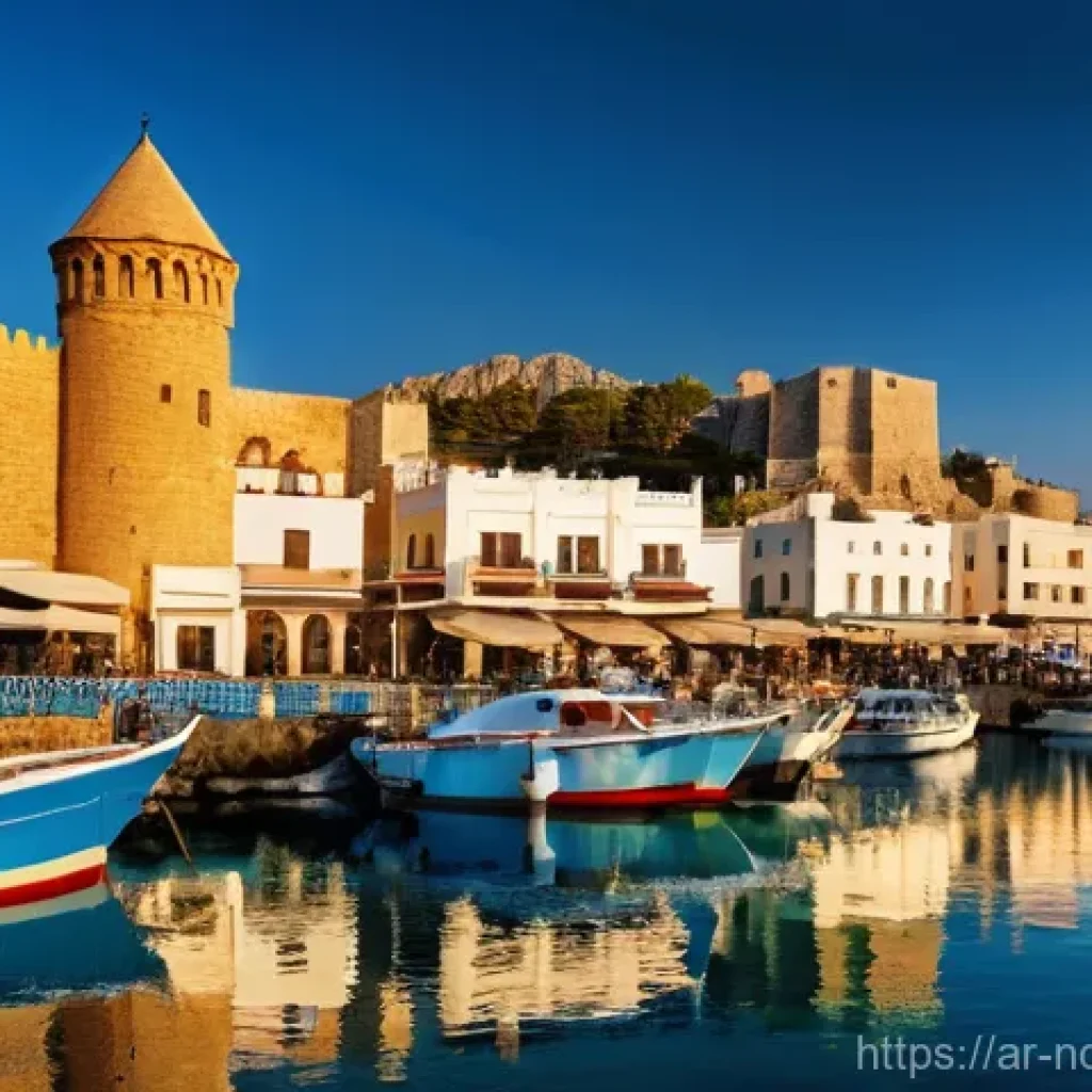 북키프로스의 외교적 고립 - **Prompt 1: Serene Kyrenia Harbor at Golden Hour**
    A picturesque scene of Kyrenia Harbor in Nort...