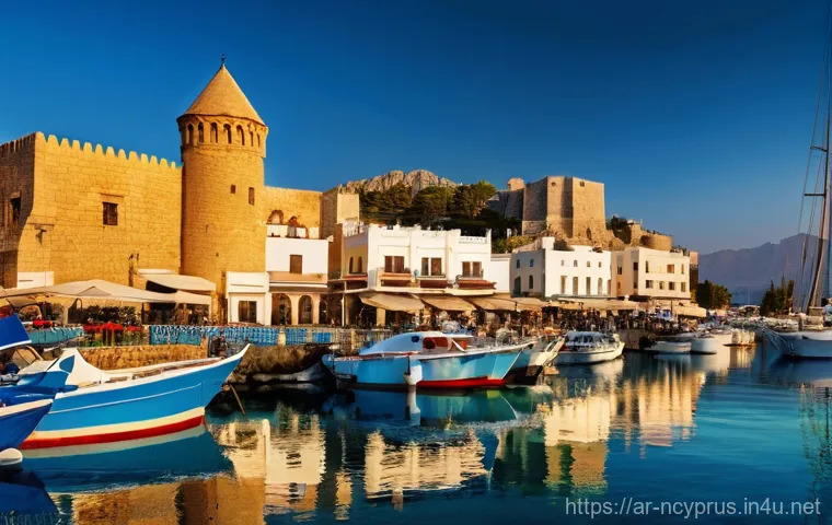 북키프로스의 외교적 고립 - **Prompt 1: Serene Kyrenia Harbor at Golden Hour**
    A picturesque scene of Kyrenia Harbor in Nort...